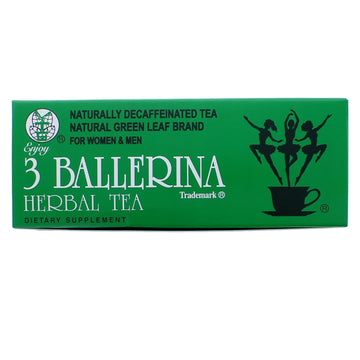 3 Ballerina Chinese Herbal Green Leaf Organic Detox Tea for Weight Loss, Extra Strength- Diet Fat Slimming Drink-Caffeine Free, 18 Tea Bags (1 Box)