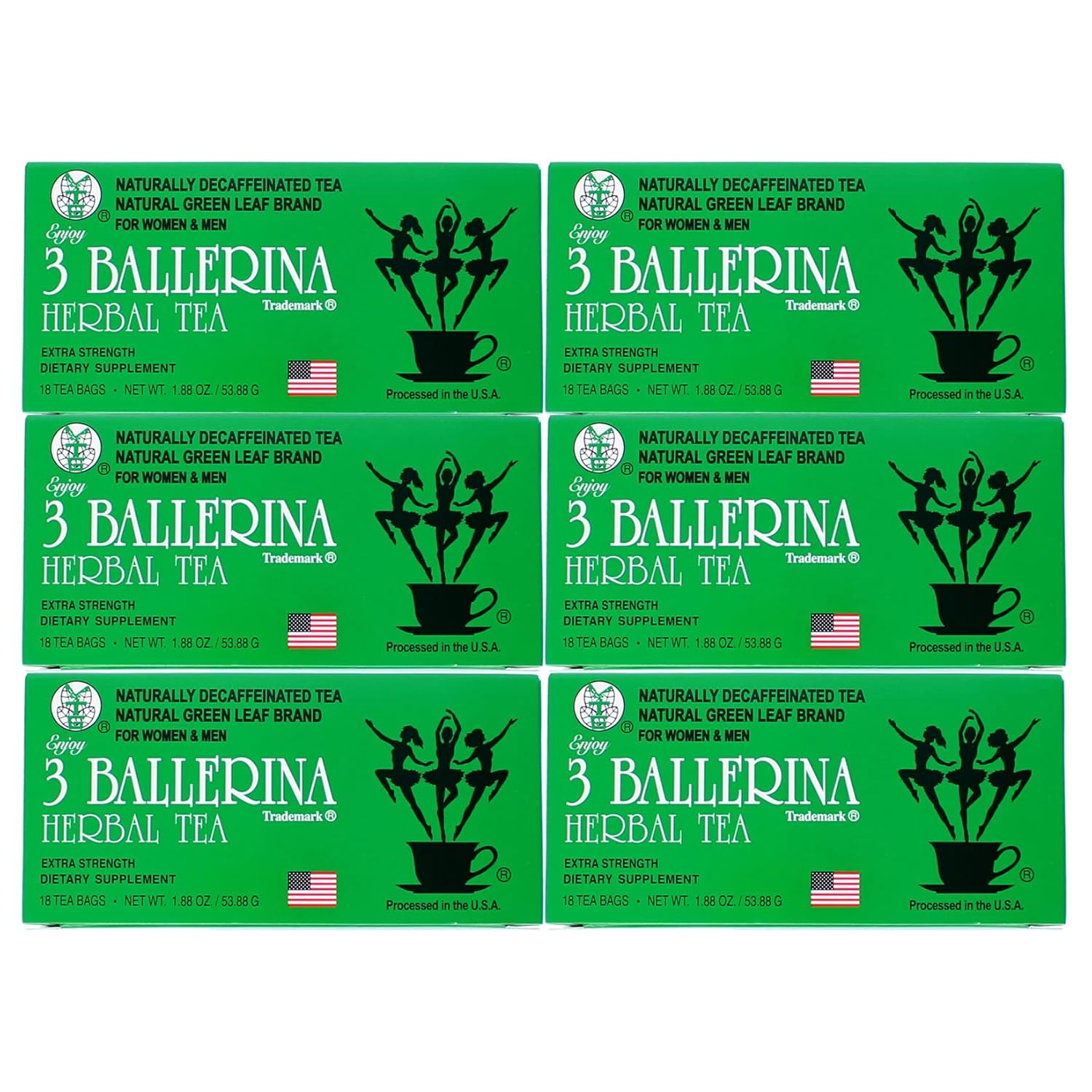 3 Ballerina Herbal Tea Extra Strength - 6 Pack (108 Tea Bags)